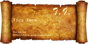 Ticz Imre névjegykártya